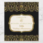 50. Goldenes Jahr Schwarz und Gold Weinetikett (Einzelnes Label)