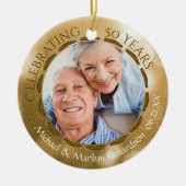 50. Goldenes Jubiläum, 2-seitiges 2-Foto Gold Keramik Ornament (Vorne)