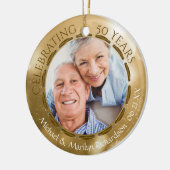 50. Goldenes Jubiläum, 2-seitiges 2-Foto Gold Keramik Ornament (Links)