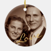 50. Goldenes Jubiläum, 2-seitiges 2-Foto Gold Keramik Ornament (Hinten)