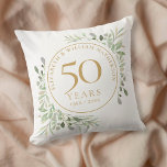 50. Goldenes Jubiläum Chic Watercolor Greenery Kissen<br><div class="desc">Dieses elegante Botanische Kissen zum 50. Geburtstag mit zarten,  sanften Aquarellgärten personalisiert mit Jubiläumsinformationen in edlem Goldtext. Entwickelt von Thisisnotme©</div>