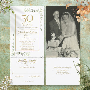 50. Goldenes Jubiläum Hochzeit Foto Foliage UAWG Einladung