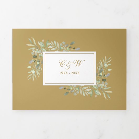 50. Goldenes Jubiläum Hochzeitsgrün Dreifach Gefaltete Einladung (Cover)