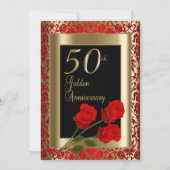 50. Goldenes Jubiläum mit Rote Rosen Einladung (Vorderseite)