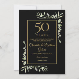 50. Goldenes Jubiläum Save the Date Gold Black