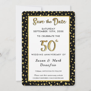 50. Goldenes Jubiläumsfeier Konfetti Schwarz Save The Date
