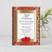 50. Goldenes und rotes Hochzeitstag| DIREKT Einladung (Stehend Vorderseite)