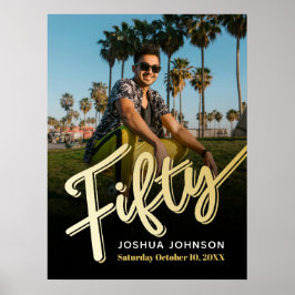 50 goldfarbenes Foto 50. Geburtstag Poster