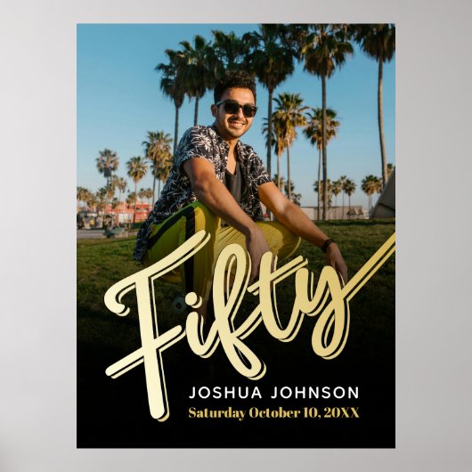 50 goldfarbenes Foto 50. Geburtstag Poster (Vorne)