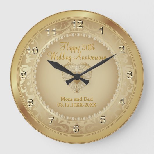 50. Goldhochzeit Große Wanduhr (Vorderseite)