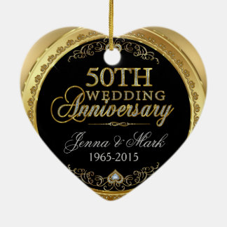 50. Goldhochzeit Keramik Ornament