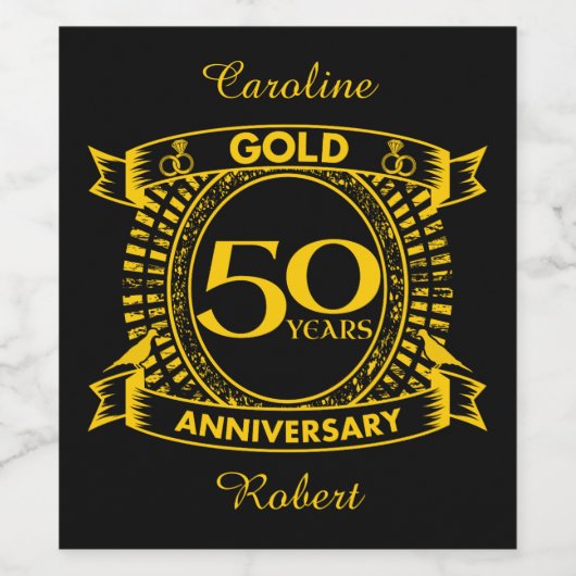 50. Goldhochzeit Weinetikett (Einzelnes Label)