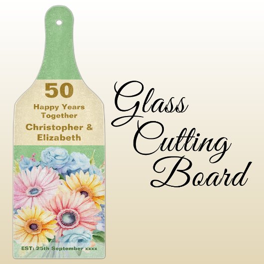 50. Goldjubiläum Blumengrün Schneidebrett