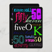 50. Graffiti auf Schwarzem Einladung (Vorne/Hinten)