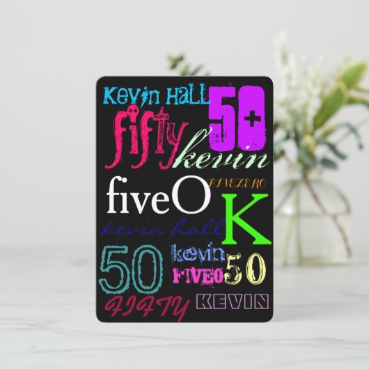 50. Graffiti auf Schwarzem Einladung (Stehend Vorderseite)