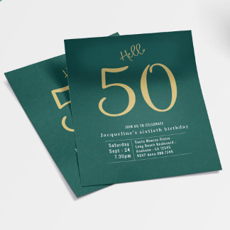 50 Green Gold Budget 50. Geburtstag Einladung Flyer