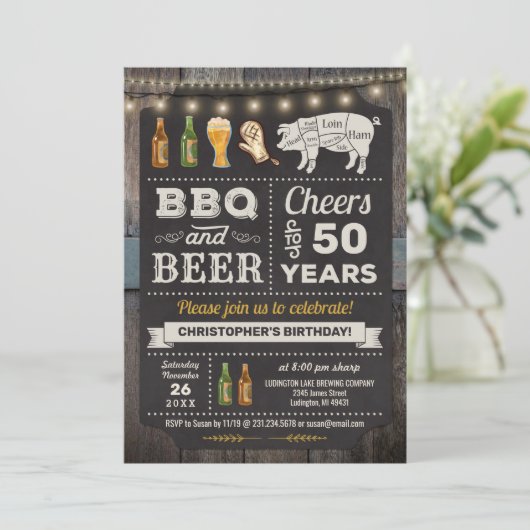 50. GRILLEN Barbecue & Bierbrauerei Einladung (Stehend Vorderseite)
