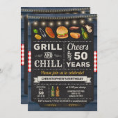 50. GRILLEN Grill und Chill Birthday Einladung (Vorne/Hinten)