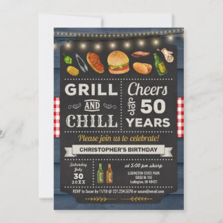 50. GRILLEN Grill und Chill Birthday Einladung