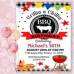 50. Grillen und Chillen Geburtstag  Einladung