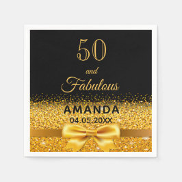50 großartiger Geburtstag schwarzer Goldbug Serviette