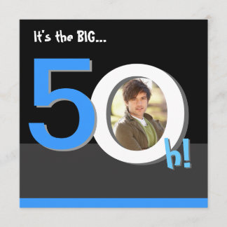 50. Großes 5Oh! Foto-Schablonen-Geburtstags-Party Einladung