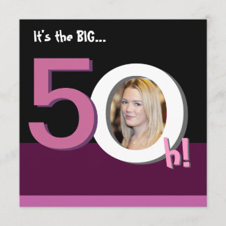 50. Großes 5Oh! Foto-Schablonen-Geburtstags-Party Einladung