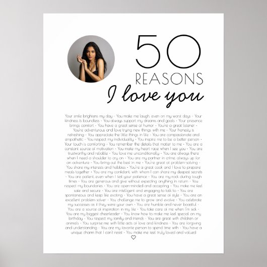 50 Gründe für die Liebe Sie Geschenk für Meilenste Poster (Vorne)