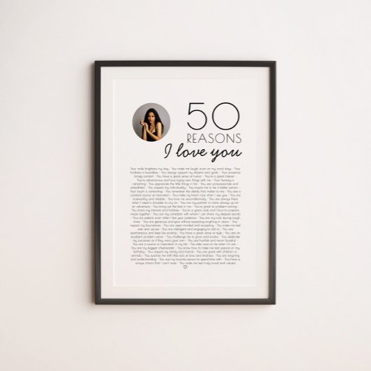 50 Gründe für die Liebe Sie Geschenk für Meilenste Poster
