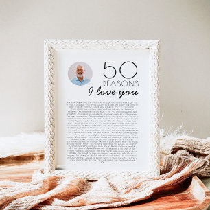 50 Gründe, warum ich dich liebe Geschenk zum Gebur Poster