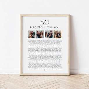 50 Gründe, warum ich dich liebe Geschenk zum Gebur Poster