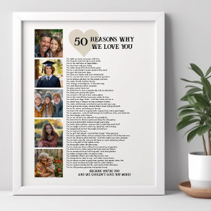 50 Gründe, warum wir dich lieben 50. Geburtstag Fo Poster