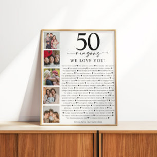 50 Gründe, warum wir dich lieben Geburtstag oder J Poster