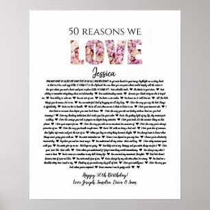 50 Gründe, warum wir Liebe Sie Geburtstagsgeschenk Poster