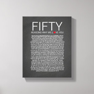 50 Gründe, warum wir Sie Liebe Hochzeit gelobt Lie Leinwanddruck