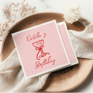 50. Hand Drawn Champagne Glass Fun Geburtstagspart Serviette