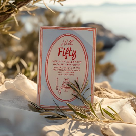 50. Handgemalt Gezeichnet Quirky Fun Frame Geburts Einladung