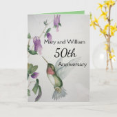 50. Happy Anniversary Elegant Hummingbird Card Karte (Gelbe Blume)