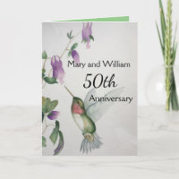 50. Happy Anniversary Elegant Hummingbird Card