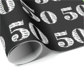 50. Happy Birthday Balloons auf schwarz Geschenkpapier (Rolleneckpunkt)