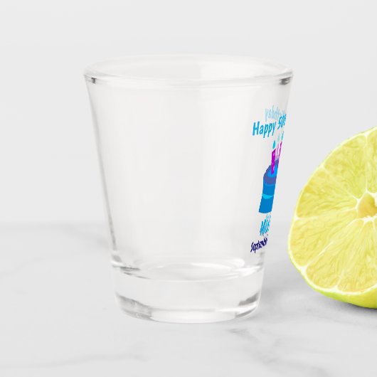 50. Happy Birthday Blue Cake Souvenir Schnapsglas (Links)
