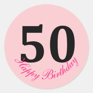50. Happy Birthday Blush Pink Fünfzig Custom Niedl Runder Aufkleber