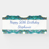 50. Happy Birthday Party Blue Abstrakt Banner (Horizontal)