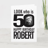 50. Happy Geburtstag 2 Fotos Mono Karte (Vorderseite)