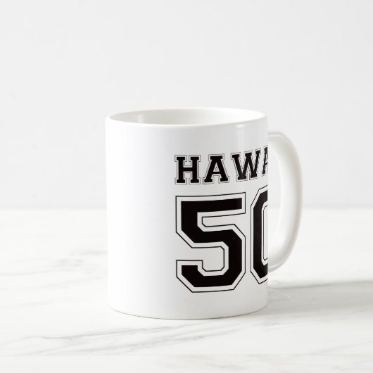 50 Hawaii - Schwarzes Kaffeetasse (VorderseiteRechts)