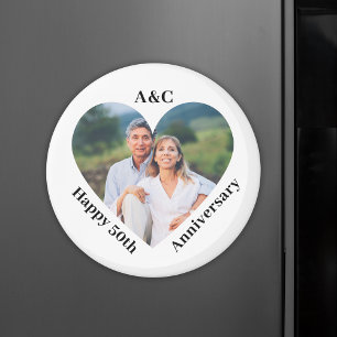 50 Heiratsjahrfeier Couple Keepake Heart Foto Magnet