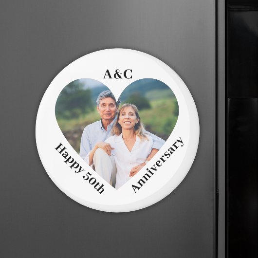 50 Heiratsjahrfeier Couple Keepake Heart Foto Magnet