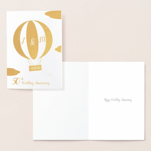 50. Heißluftballon Goldenes Hochzeitstag Folienkarte (Anzeige)
