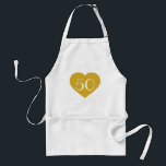 50 Herz aus massivem Gold Schürze<br><div class="desc">Diese Schürze weist ein formschönes goldenes Herz auf,  überlagert von der Zahl "50" in einem weißen Schriftart. Klicken Sie auf "Anpassen!",  um das Gold-Herzbild zu verändern/neu zu positionieren,  die Hintergrundfarbe zu ändern und/oder Text oder Monogramm zu personalisieren. Wählen Sie Stil,  Größe und Farbe des Schriftartes aus.</div>