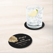 50. Hochzeit-Anniversary Black Gold Personalisiert Runder Pappuntersetzer (Vor Ort)